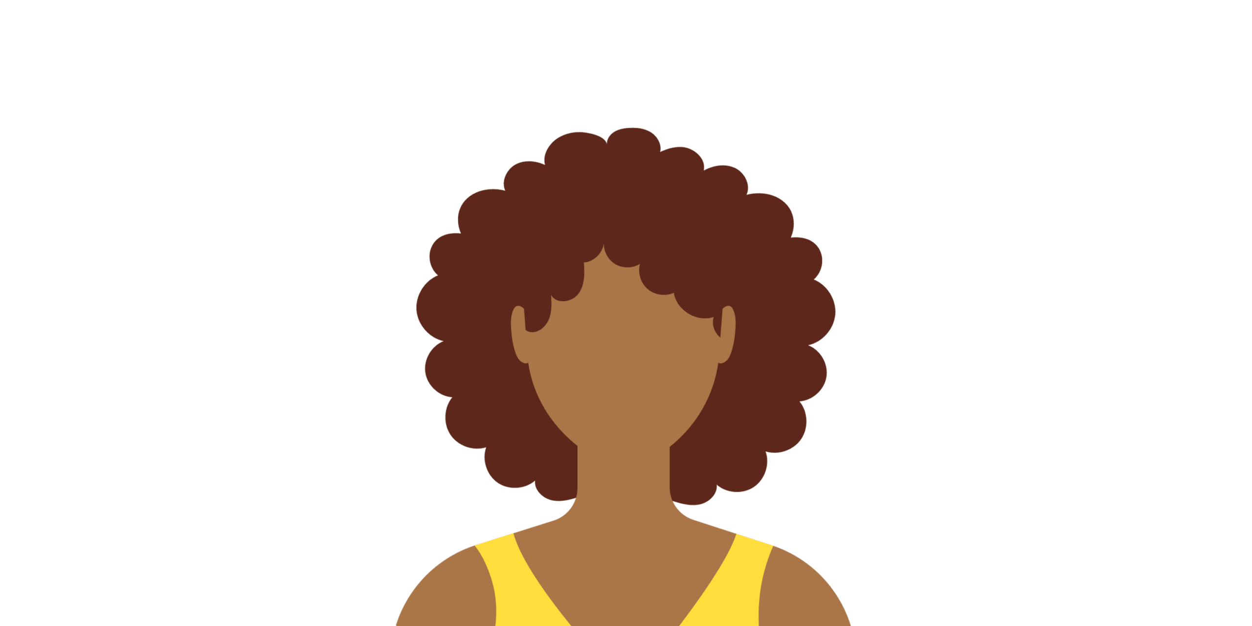 Diese Bild zeigt eine Illustration einer Frau mit braunen lockigen Haaren, braunem Teint und einem gelben Top